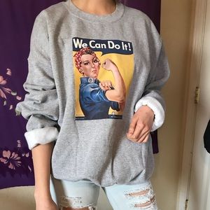 Rosie the Riveter “We Can Do It” gray crewneck